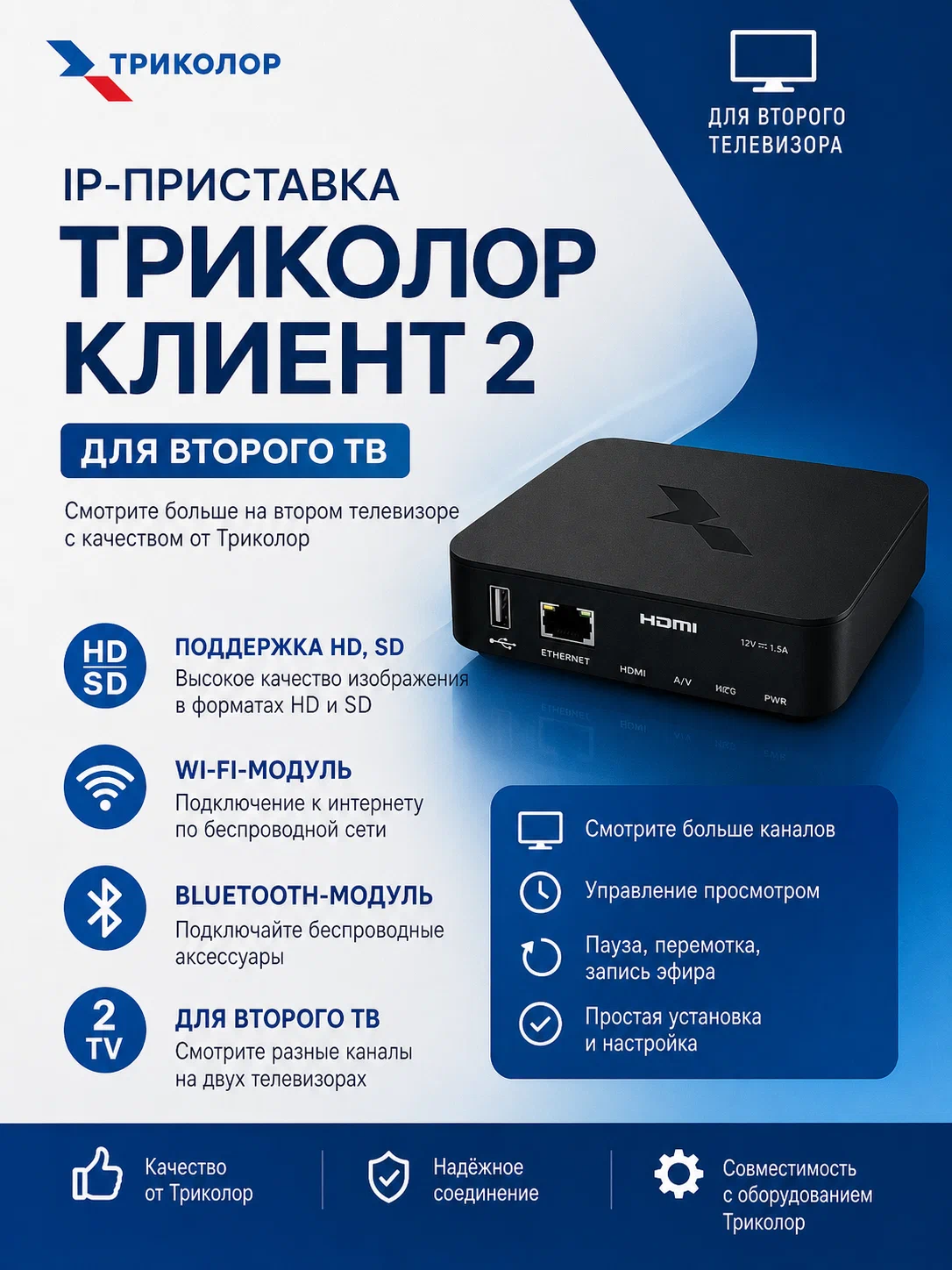 Приставка IP телевизионная Триколор КЛИЕНТ 2