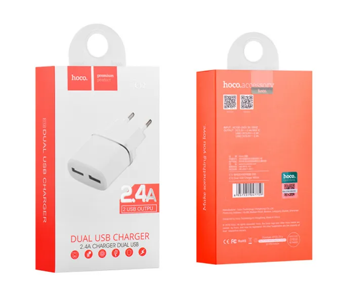 Адаптер питания на 2 USB 2.4А HOCO C12 Адаптер питания на 2 USB 2.4А HOCO C12
