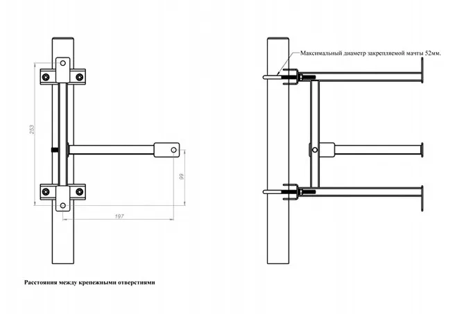 Стеновой кронштейн для крепления антенных мачт KSUM-220M