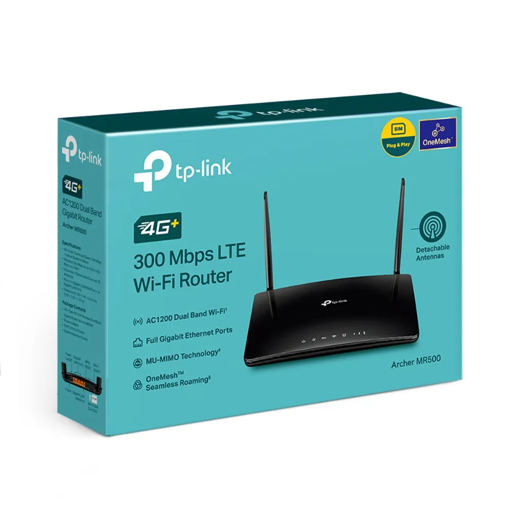 TP-Link Archer MR500 Cat.6 Двухдиапазонный гигабитный роутер Wi‑Fi AC1200 с поддержкой 4G+ cat6