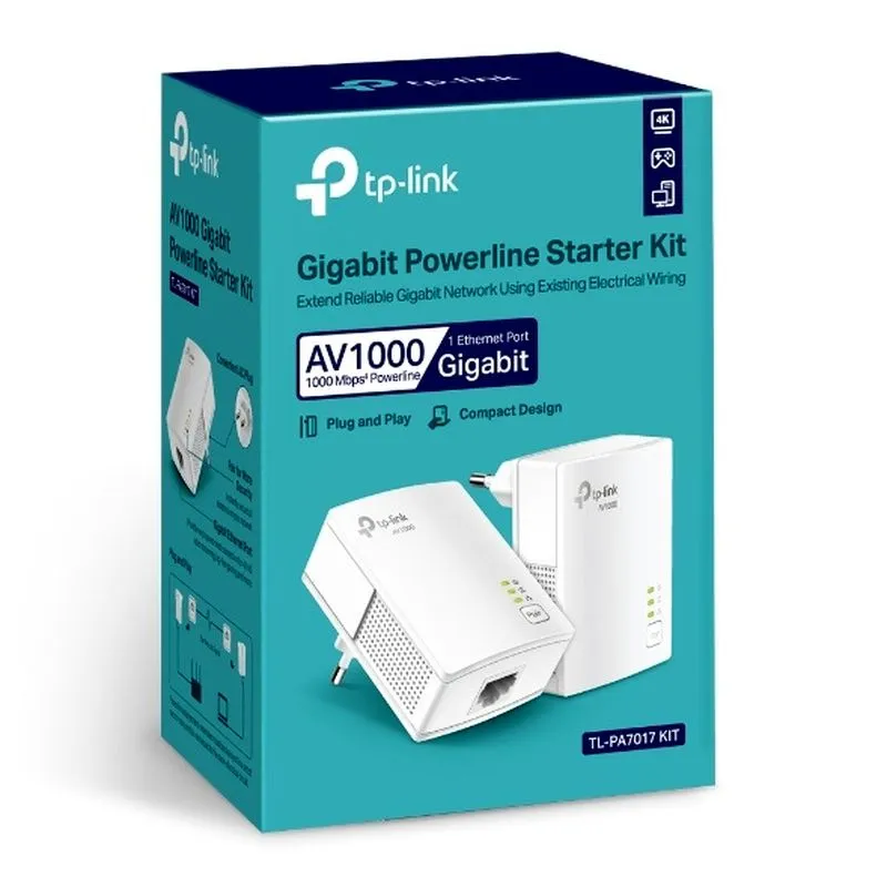 Адаптер сетевой TP-Link TL-PA7017 KIT AV1000 Gigabit Powerline 